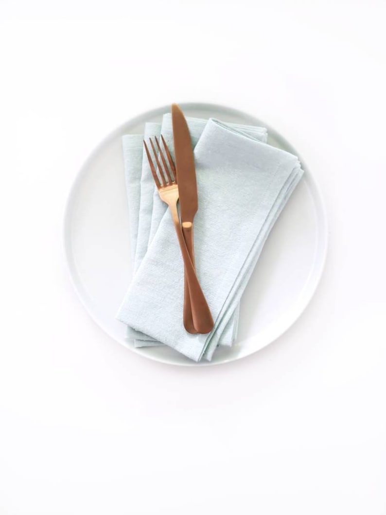 Seafoam Linen Napkins Pale Green Linen Napkins Seafoam Cloth Etsy