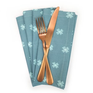 Dusty Blue Block Print Cloth Napkins, Set of 4 image 8