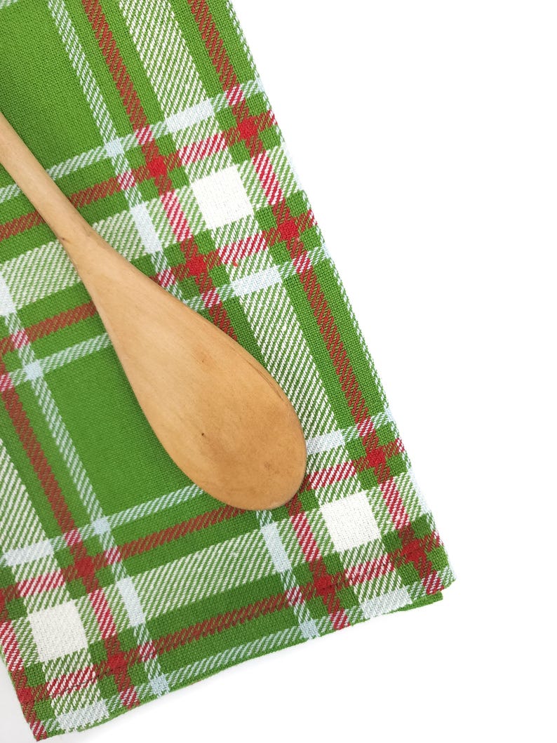 Green Christmas Plaid Kitchen Towel Etsy