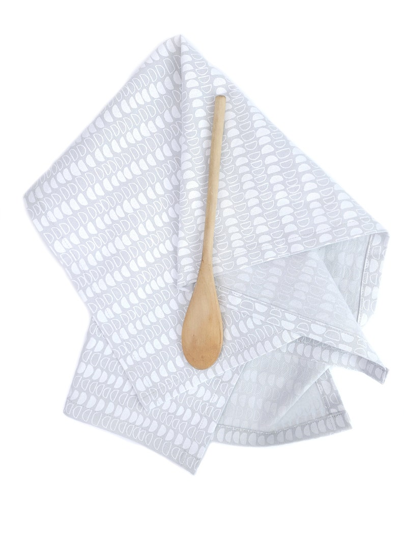 Modern Gray Linen Tea Towel image 7