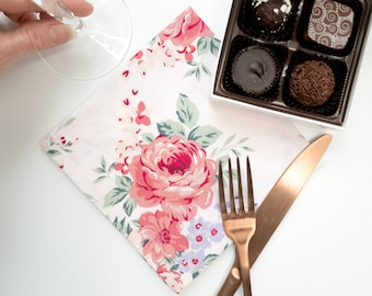 Tea Rose Cloth Cocktail Napkins