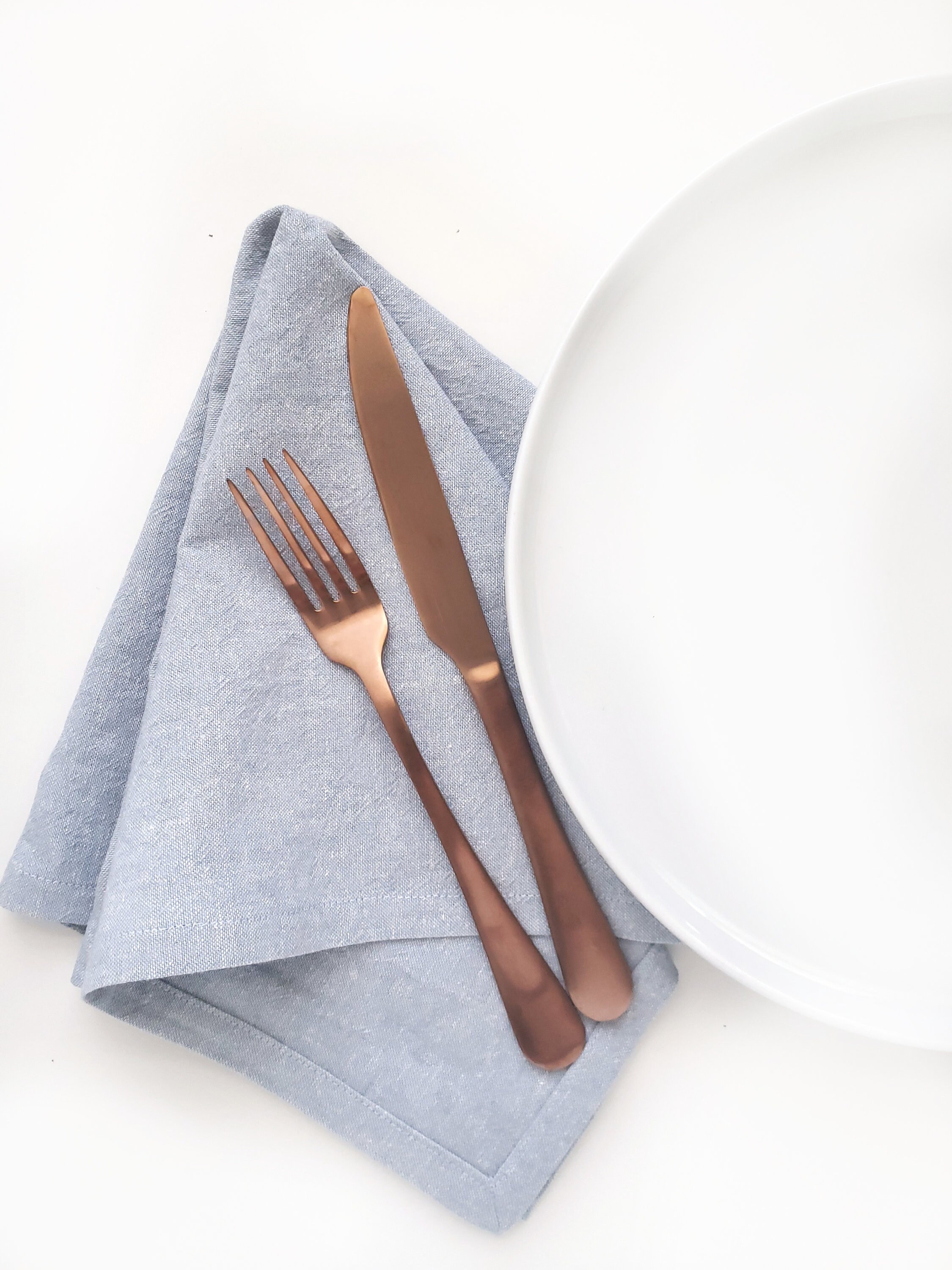 Baby Blue Linen Napkins Chambray Linen Napkins Pale Blue Etsy