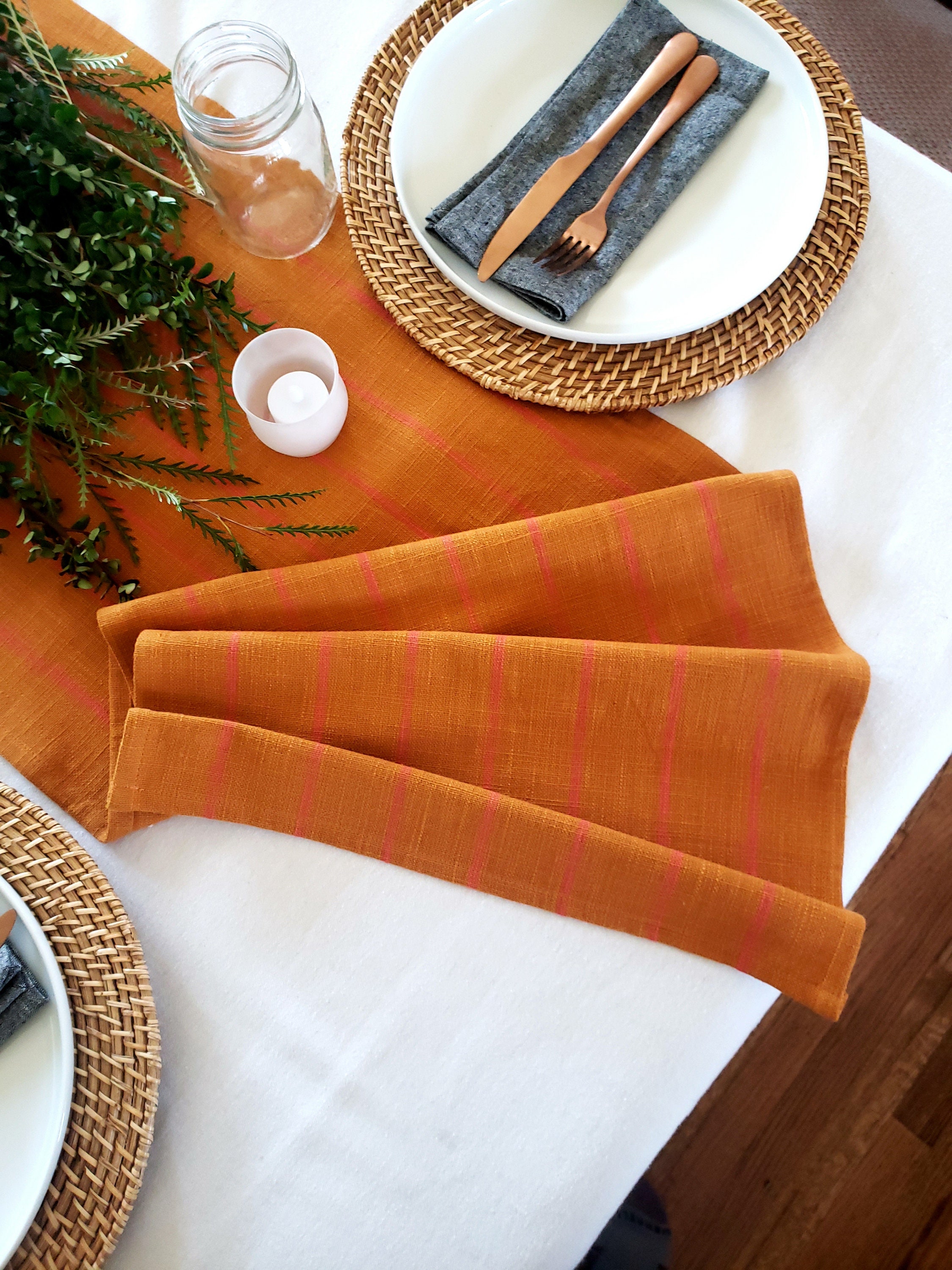 Burnt Orange Table Runner Boho Table Runner Etsy