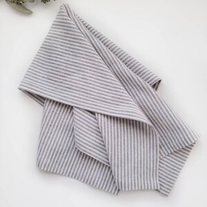 Ticking Stripe Linen Tea Towel, Farmhouse Kitchen Towel, Gray Stripe ...