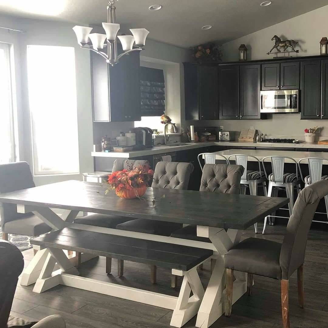 Custom Built Farmhouse Style Dining Kitchen Table and Matching Bench - Etsy
