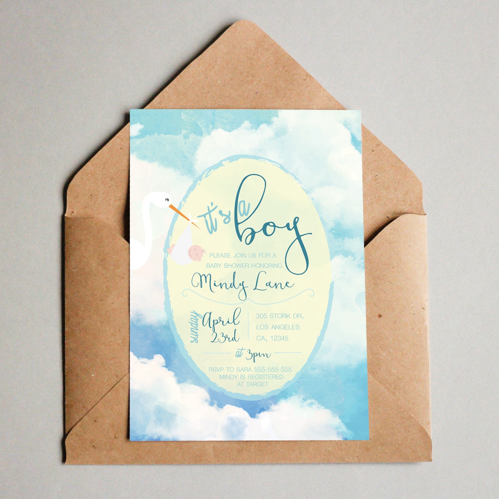Stork Themed Baby Shower Invitations 10