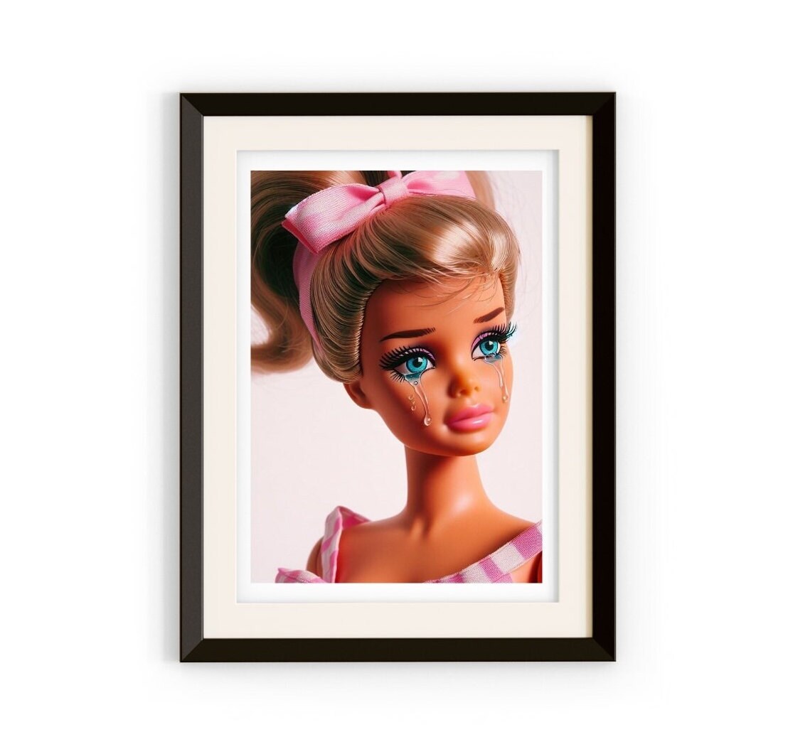 Cry Barbie Retro Art Print, Y2K Aesthetic, Girly Print, Preppy Pink