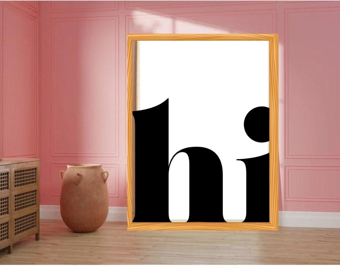Hi Print Pink, Red Hello Wall Art Hi Poster Printable Wall Art Entryway