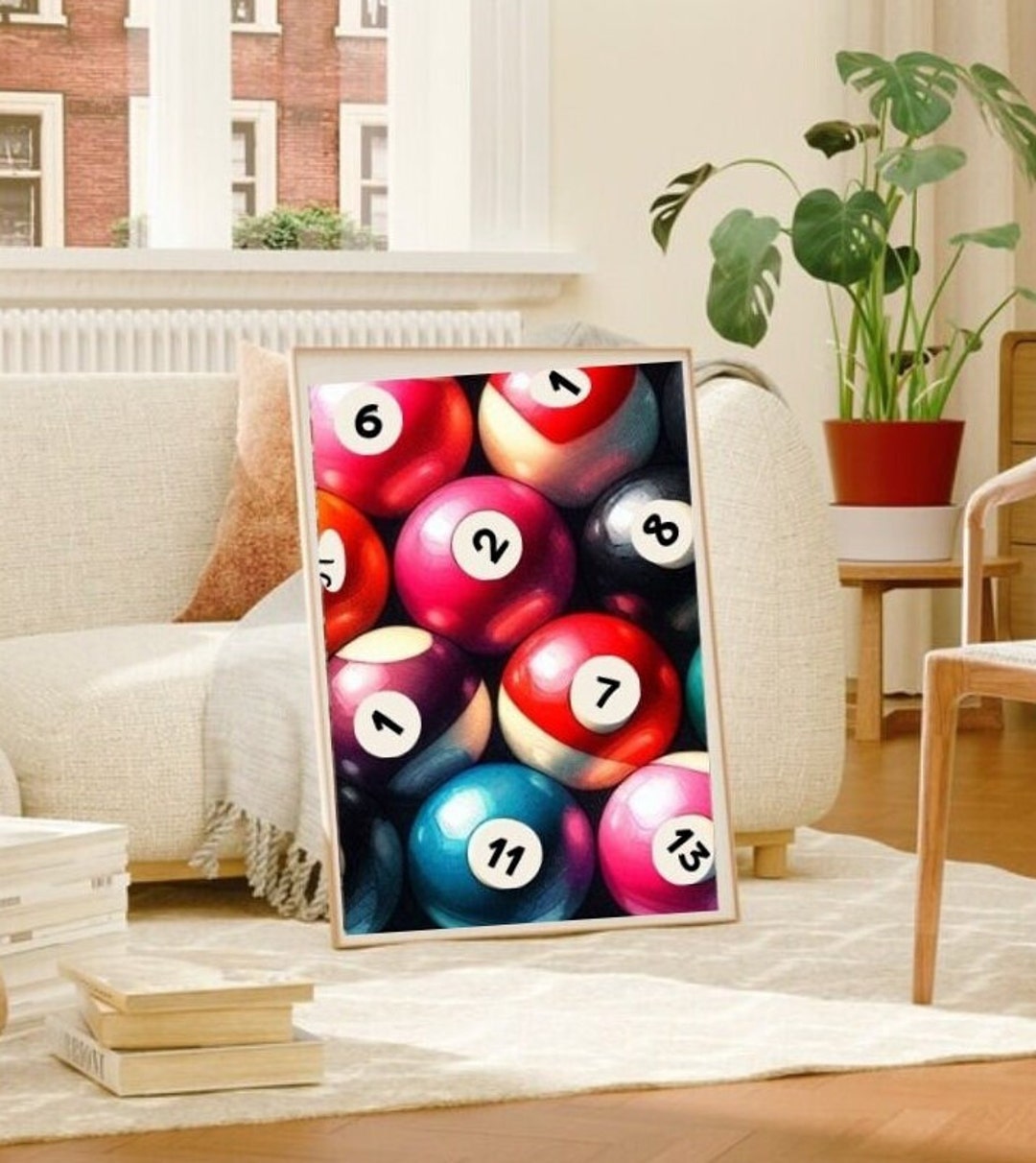 Retro Pool Table Print Vintage Hand-drawn Wall Art Printable Wall Art ...