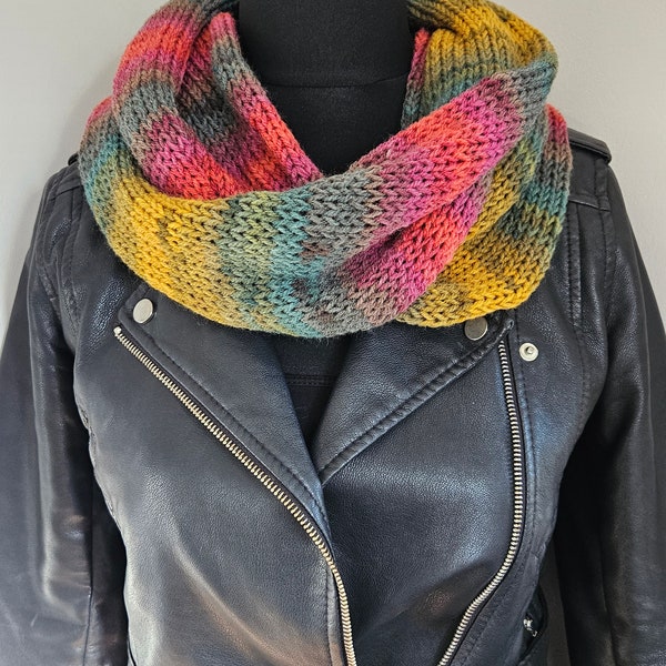 Knitted infinity scarf, cowl, neck warmer available in 12 different colours
