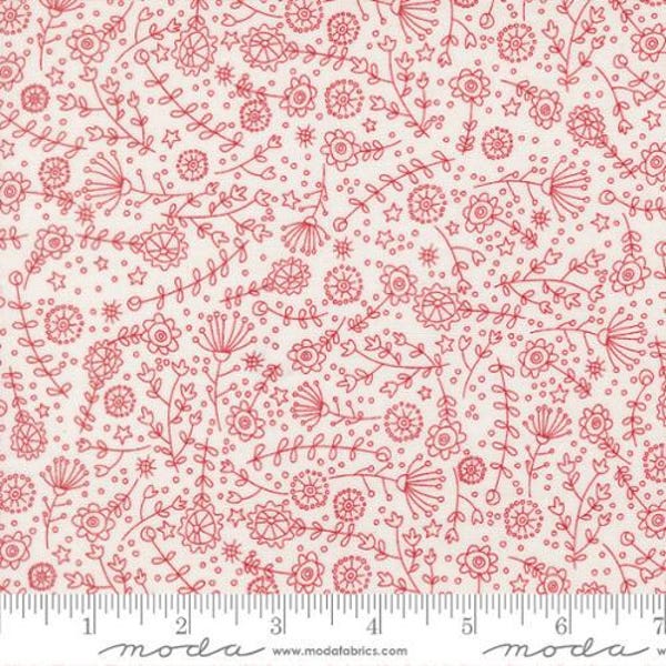 Independence Day Vanilla Red The Meadow Florals yardage by Sweetwater for Moda
