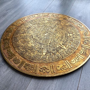 Mayan Empire Calendar Real 24K Gold Ancient Piedra Del Sol Aztec Sun Wall Art Decoration Ethnic House Decor For Office Warming Gift zdjęcie 2