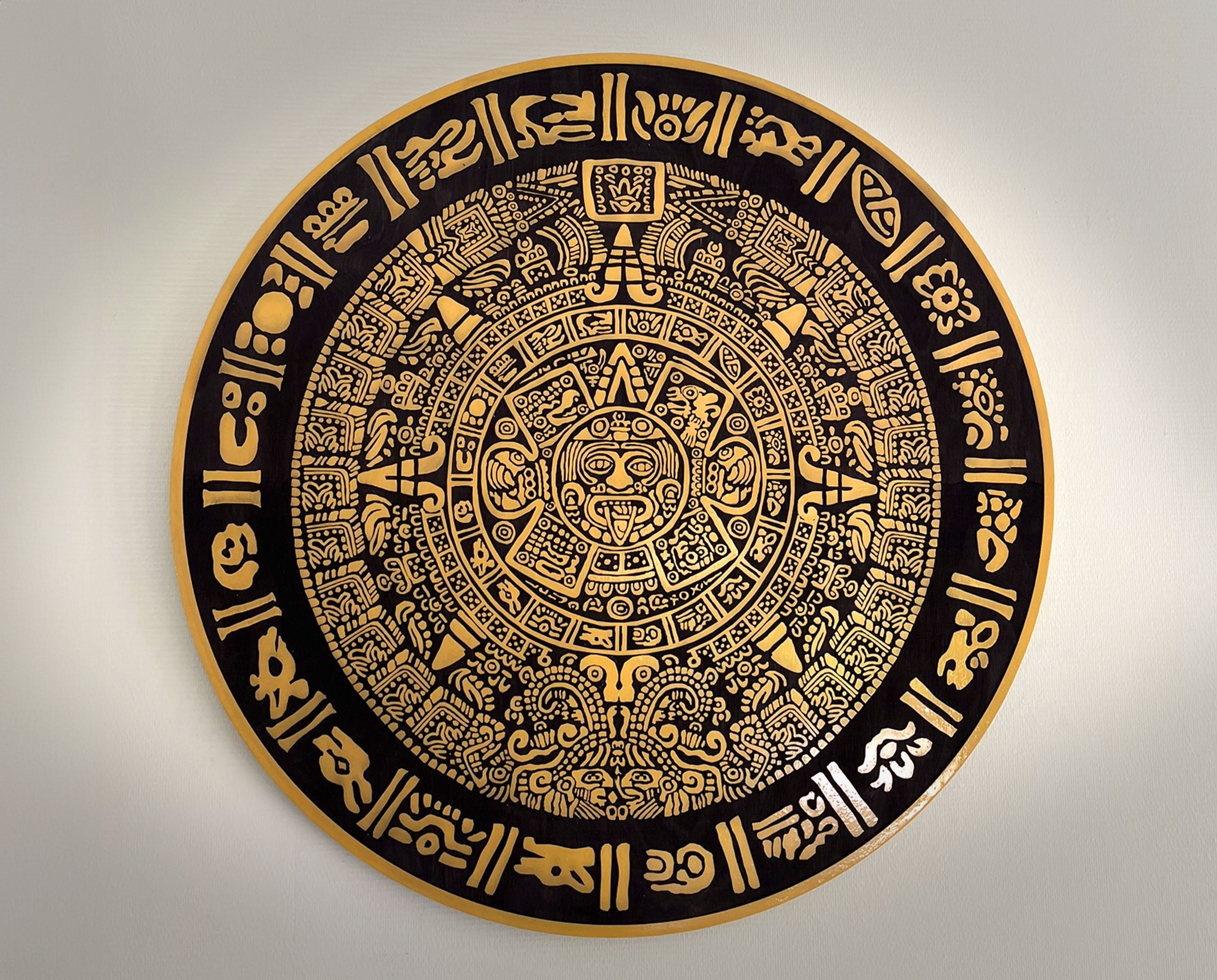 Laser Cut Aztec Sun Calendar – Black & Gold Mayan Wall Decor - Etsy