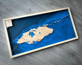Bahamas 3D Wooden Topographic Map – New Providence Nautical Wall Art