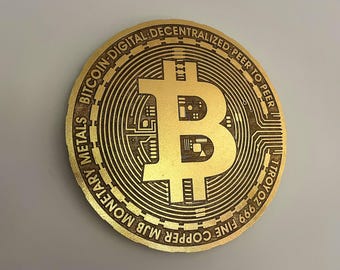 Real Gold Bitcoin Wall Art | Cryptocurrency Decor (20")