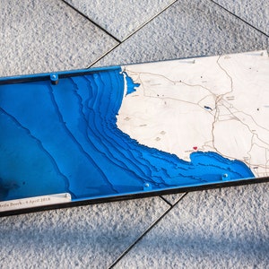 San Luis Obispo, Kalifornien 16 "x 32", 3D Bathymetrie-topographic / Holz Meer Kunst Karte