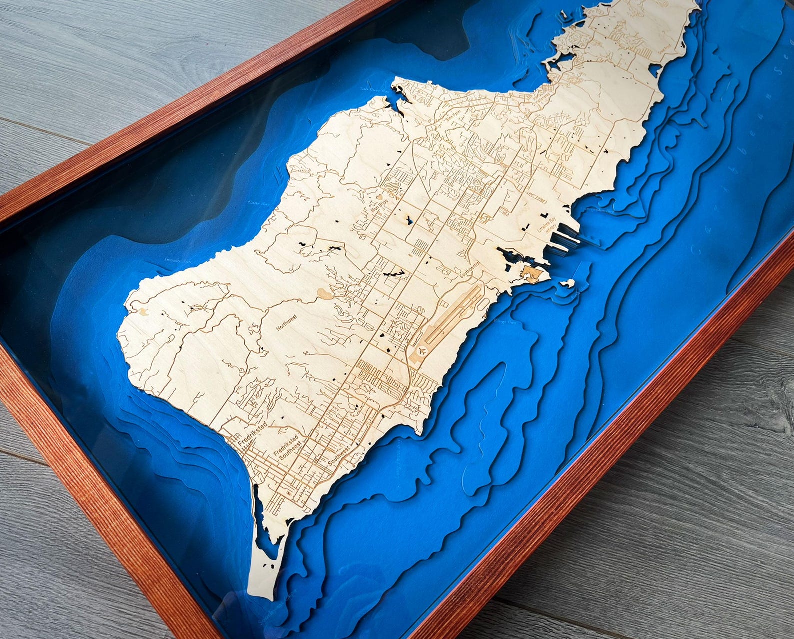 Saint Croix USVI Wooden Map – 3D Topographic Engraved Art - Etsy