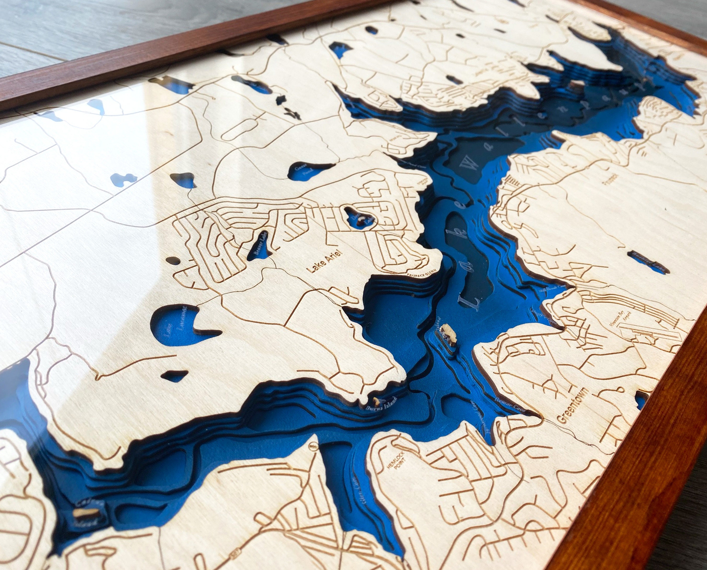 Wallenpaupack Lake Wooden Topographical Map Pennsylvania Etsy UK