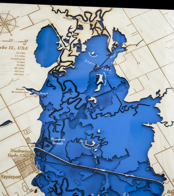 Carlyle Lake 12x 24 3D bathymetrytopographic / Etsy