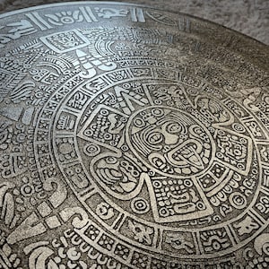 Mayan Empire Calendar | Real Silver - Ancient Piedra Del Sol Aztec Sun Wall Art Decoration | Ethnic House Decor For Office Warming Gift