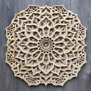 Multi Layer Raw Mandala Ethnic Wooden Wall Art - Indian Moroccan Style Laser Cut Artwork For Home Decors | Handmade Gift For Housewarming