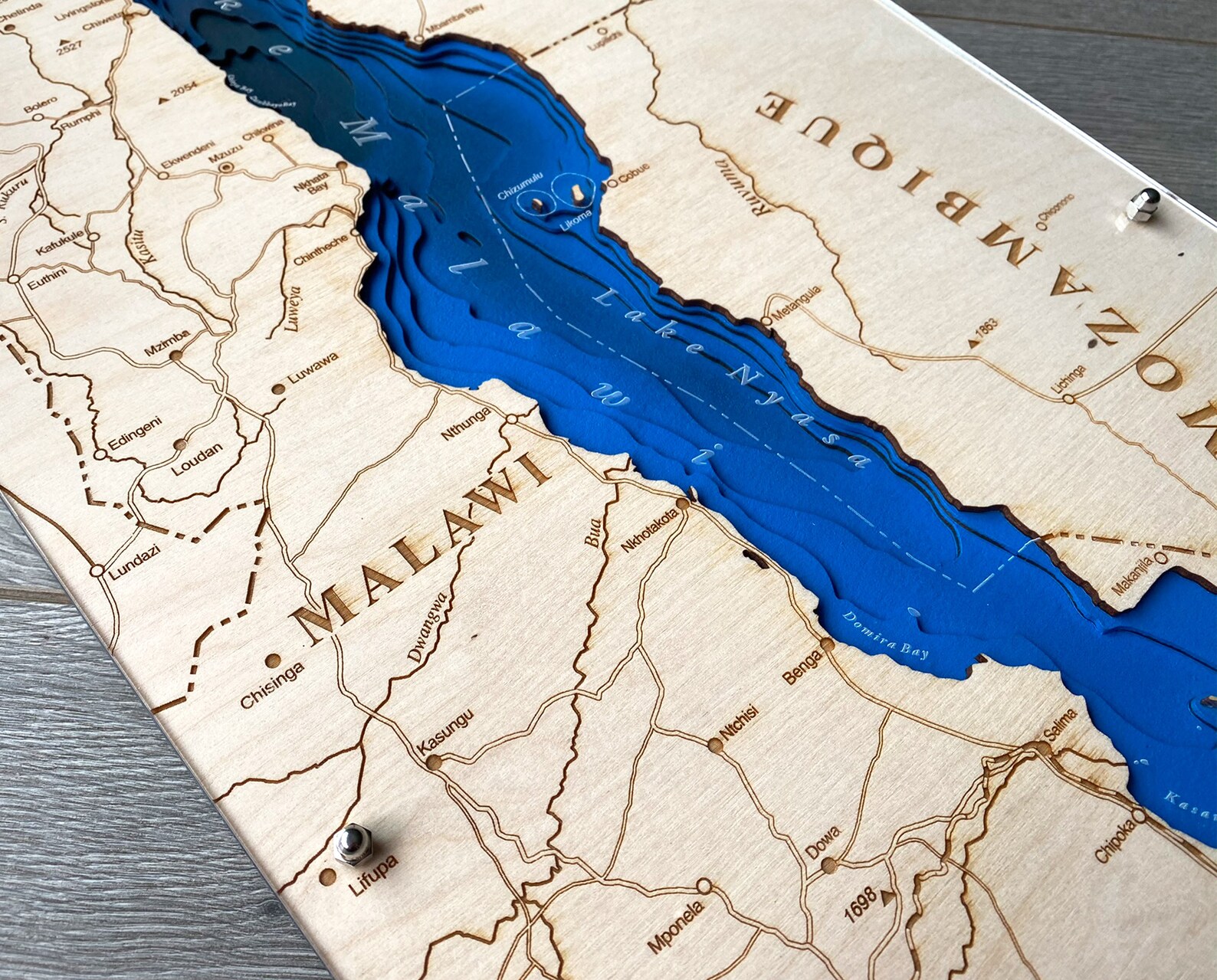 Malawi Lake Multi Layer Bathymetry Topographic Map Africa | Etsy
