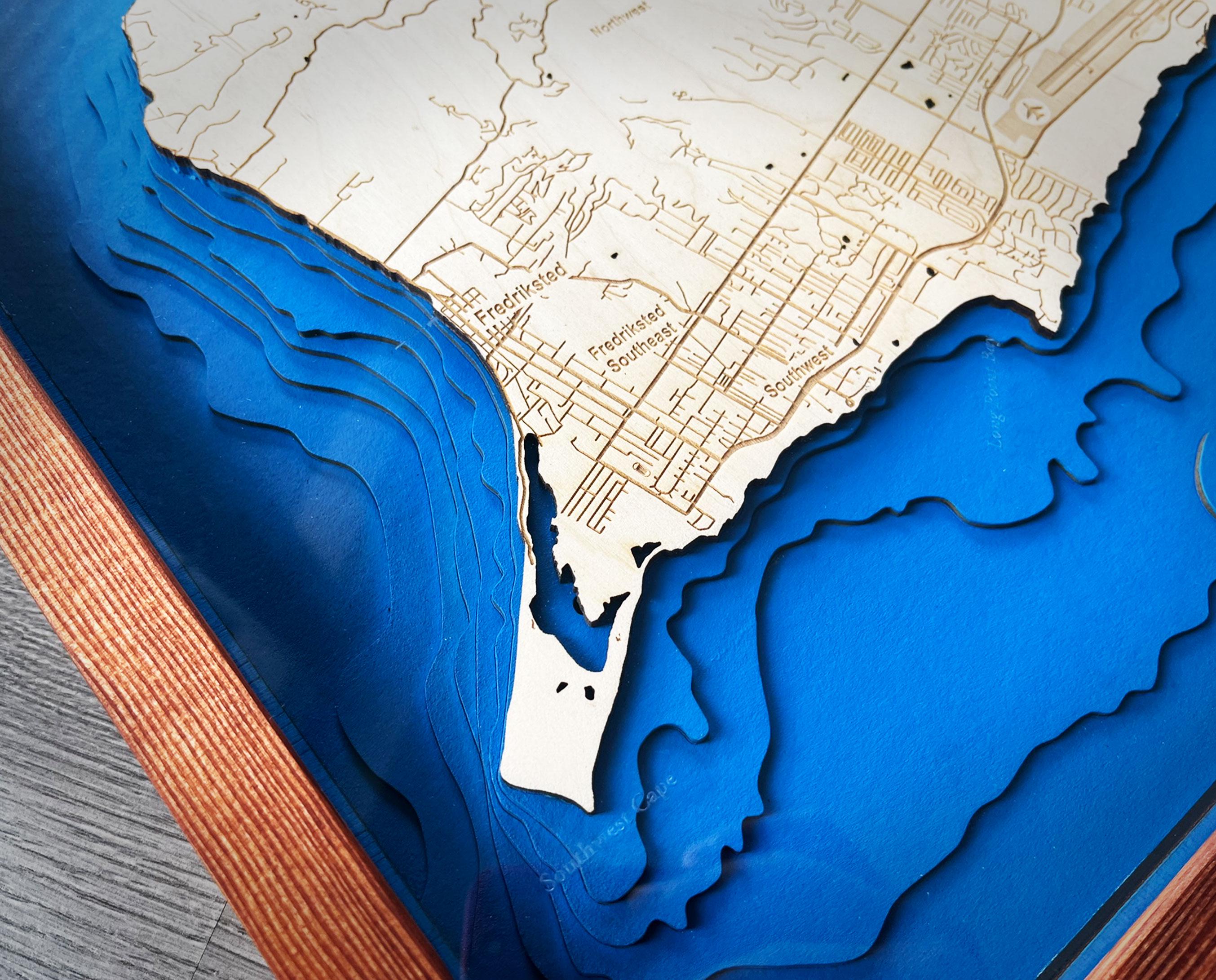 Saint Croix USVI Wooden Map – 3D Topographic Engraved Art - Etsy