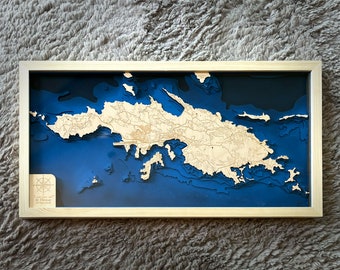 Engraved Wooden Map of Saint Thomas USVI & BVI– 3D Topographic Art