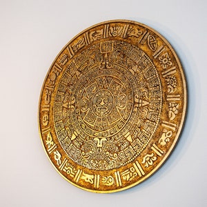 Mayan Empire Calendar Real 24K Gold Ancient Piedra Del Sol Aztec Sun Wall Art Decoration Ethnic House Decor For Office Warming Gift zdjęcie 4