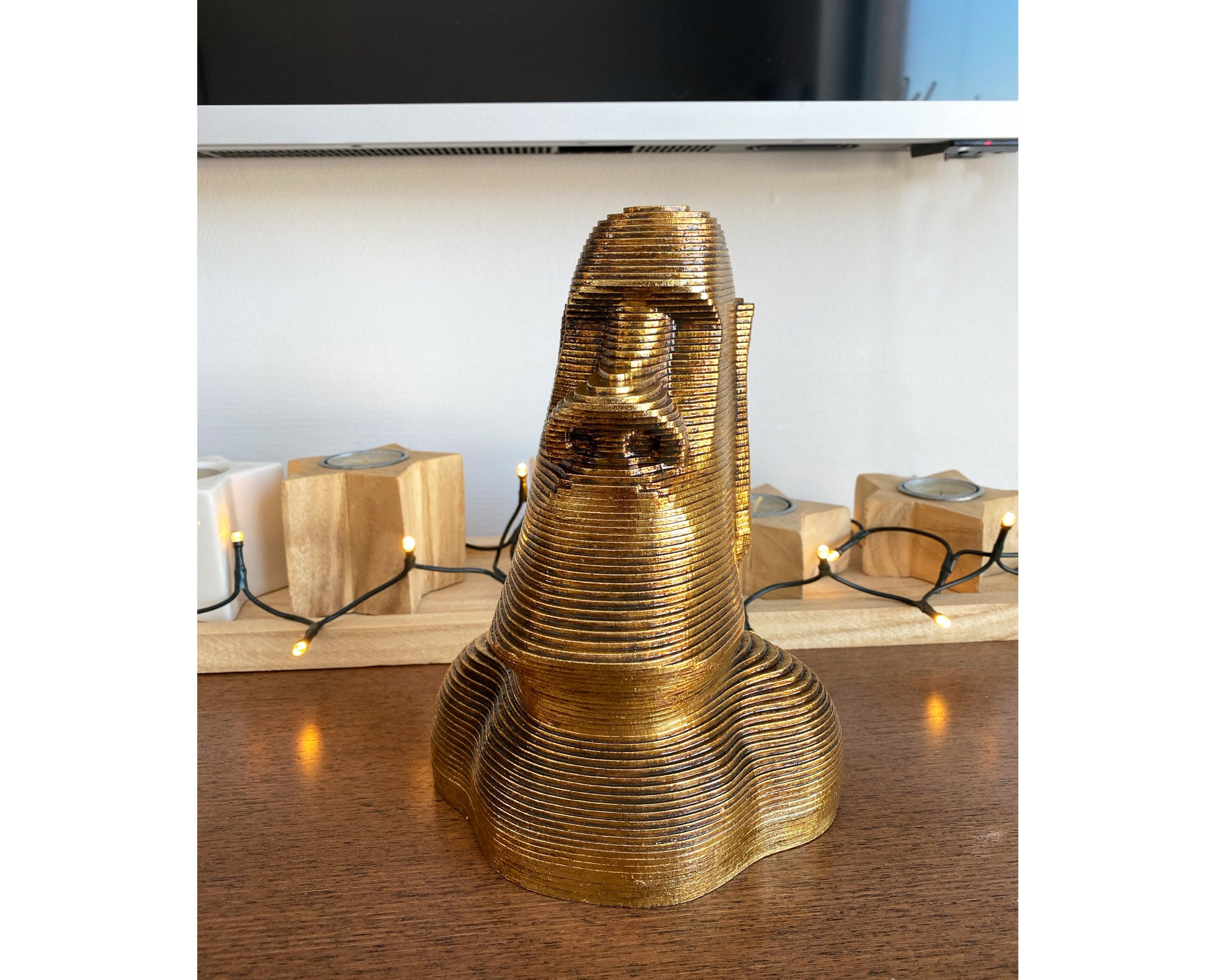 Moai Real Gold Easter Island Statue 24K Old Gold Head Statue Etsy