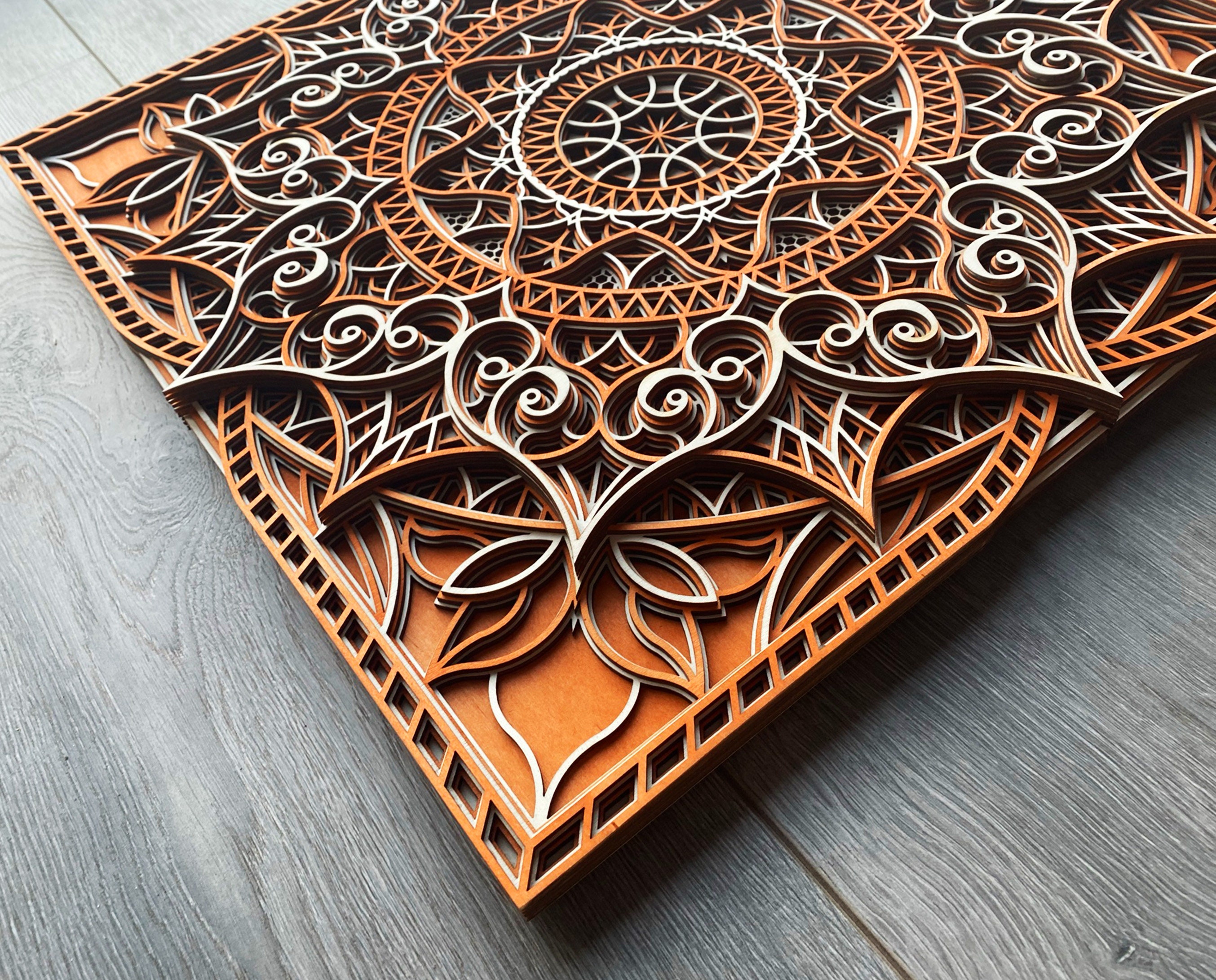 Multi Layer Orange Mandala Ethnic Wooden Wall Art Indian Etsy