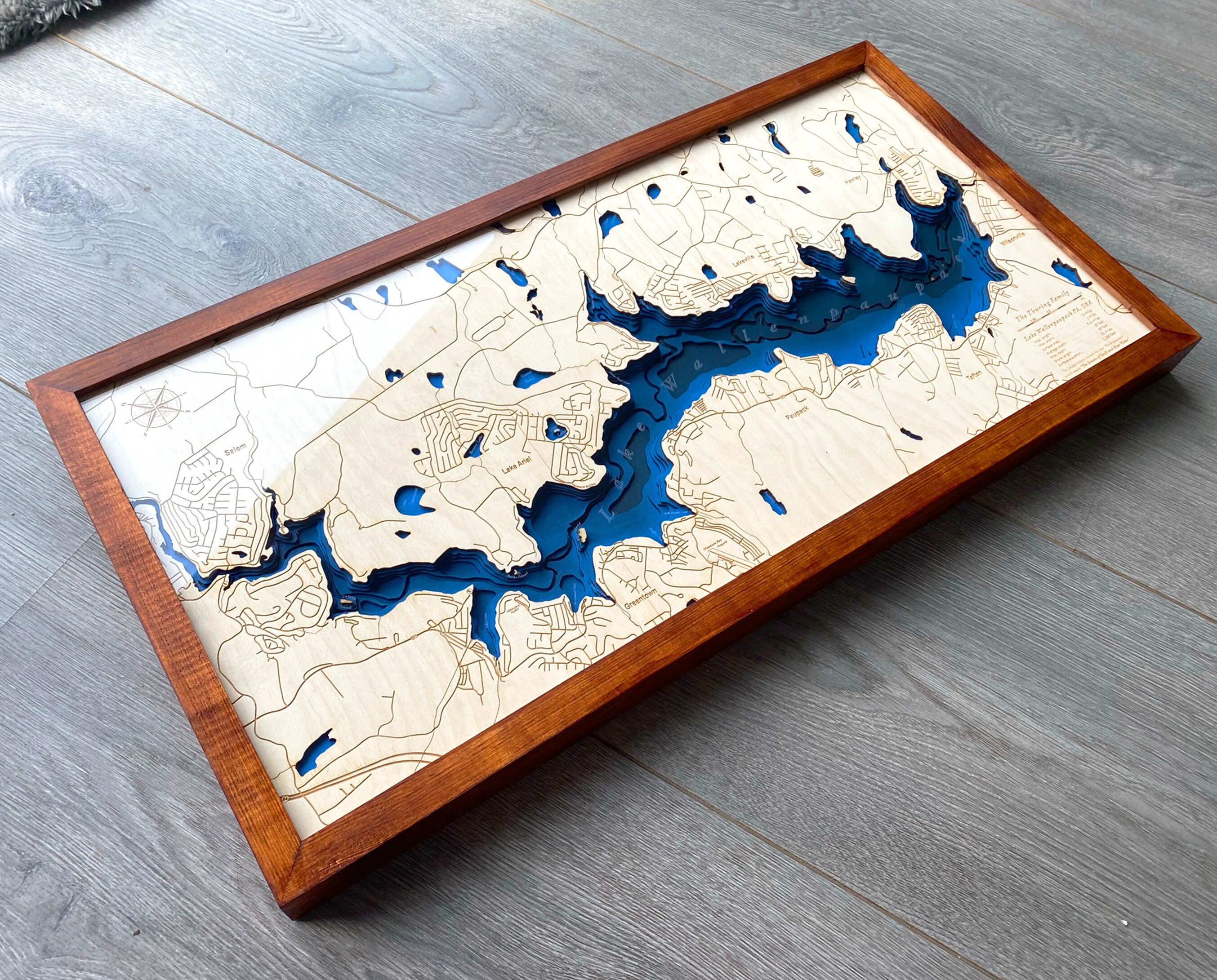 Wallenpaupack Lake Wooden Topographical Map Pennsylvania Etsy
