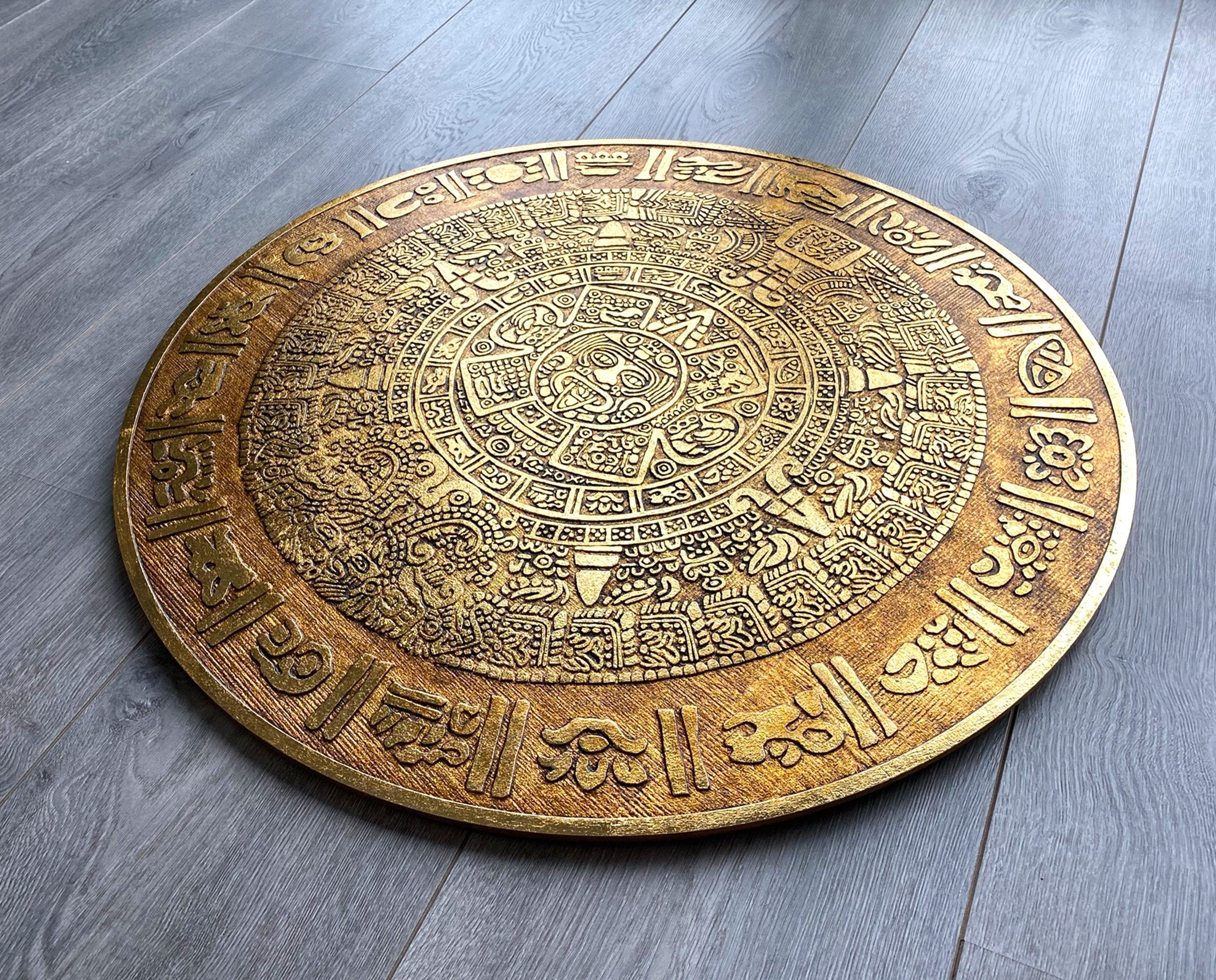 Mayan Empire Calendar Real 24K Gold Ancient Piedra Del Sol Etsy
