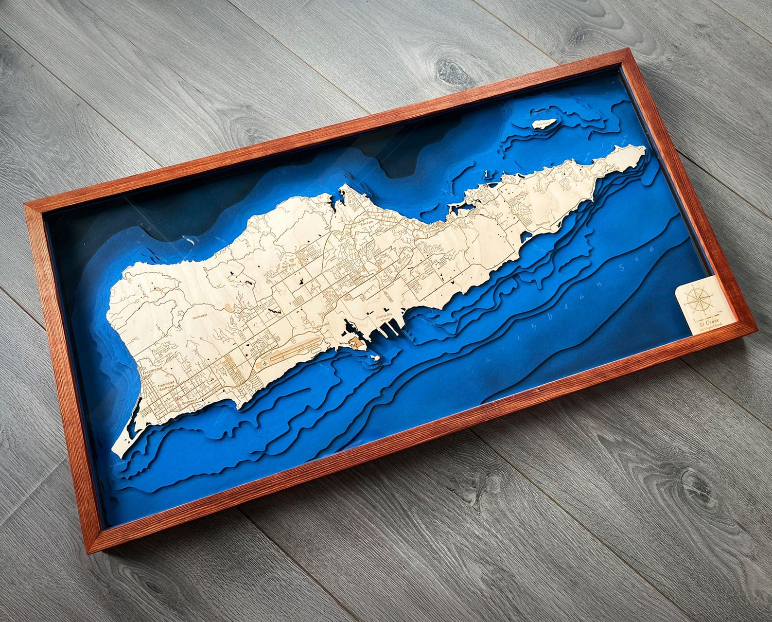 Saint Croix USVI Wooden Map – 3D Topographic Engraved Art - Etsy