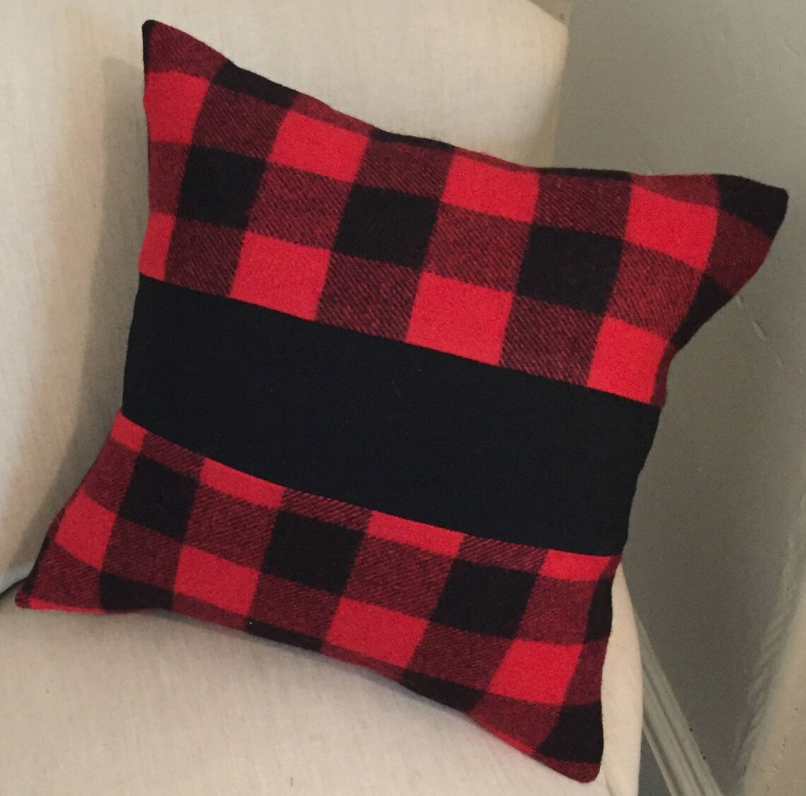 100 Buffalo Plaid Patchwork Pillow Cover Etsy