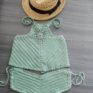Crochet bikini set-top +bottom, Crochet swimsuit, Crochet bikini botton, Crochet bikini top, Crochet swimwear, Beach bikini set