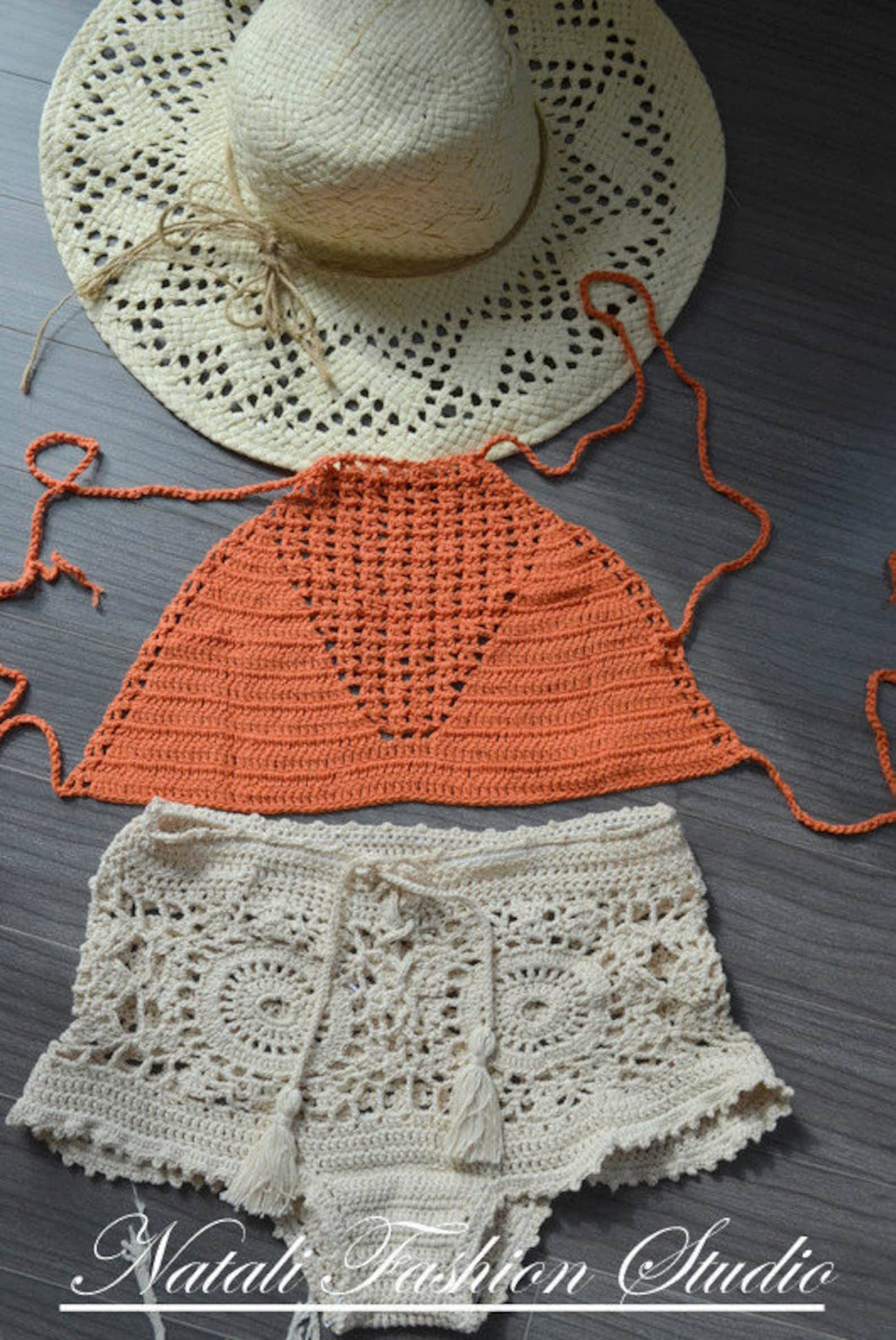 Crochet Swimsuit Bikini Halter Top Swimwear Top Covers up Etsy