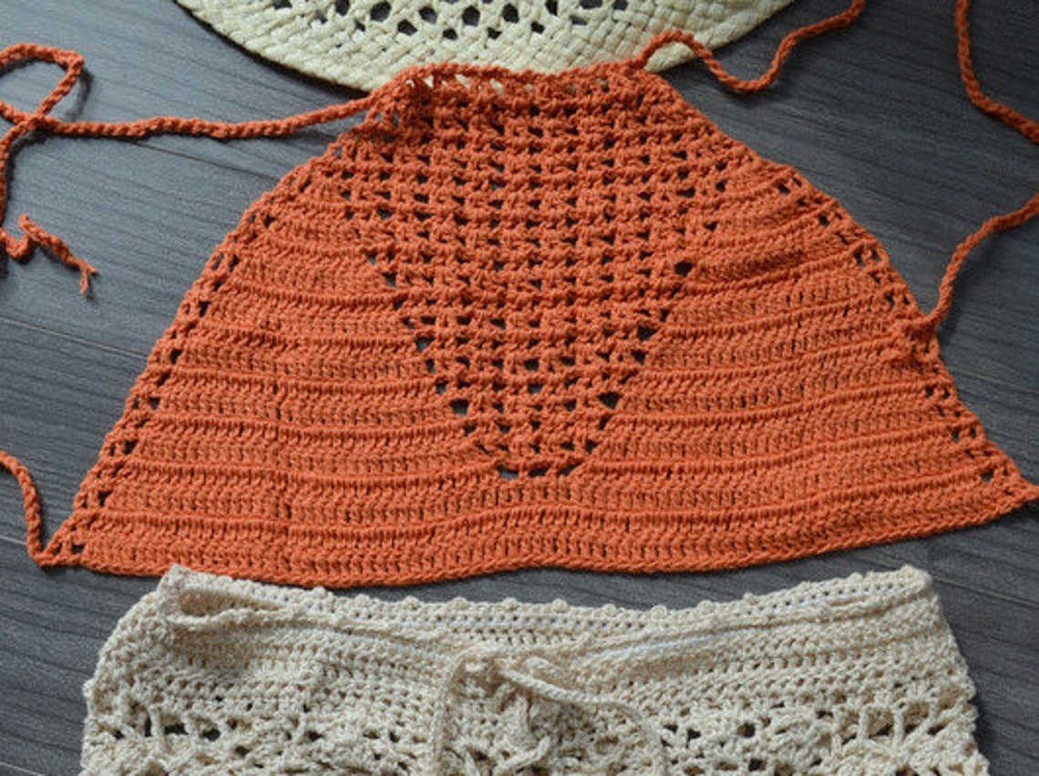 Crochet Swimsuit Bikini Halter Top Swimwear Top Covers up Etsy