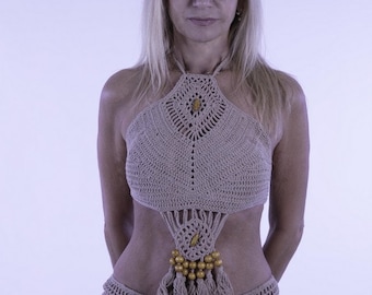 Crochet swimsuit Crochet  Bohemia Style Off Shoulder High Neck  Bathing Beach Bikini, crochet swimsuit,  choose your color and size