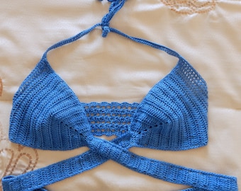Hecho de ganchillo traje de baño bikini ganchillo top bikini traje de baño mano personalizado tamaño y color de algodón 100% mercerizado