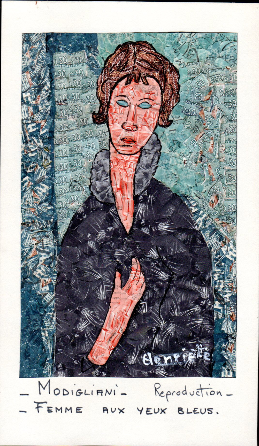 Modigliani Colage Modigliani Femme Aux Yeux Bleus Collage 1968 - Etsy
