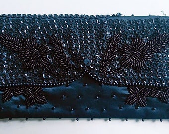 Richere Black Beaded Bag, 1960s