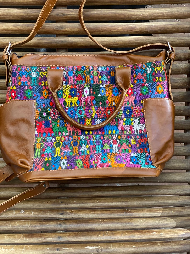 leather and Huipil from Tactic . 25 percent off !has been discounted from Beautiful weekender bag handmade