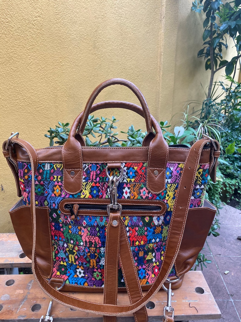 leather and Huipil from Tactic . 25 percent off !has been discounted from Beautiful weekender bag handmade