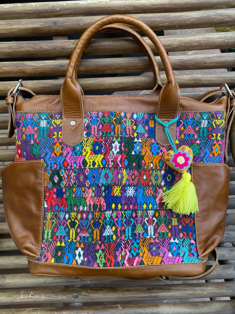 leather and Huipil from Tactic . 25 percent off !has been discounted from Beautiful weekender bag handmade