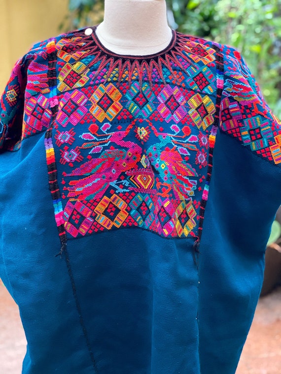 Vintage  Maya Guatemala huipil from Chichi in blu… - image 1