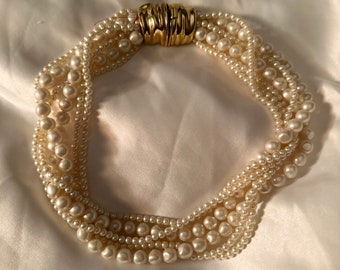 Trifari imitation pearl choker necklace