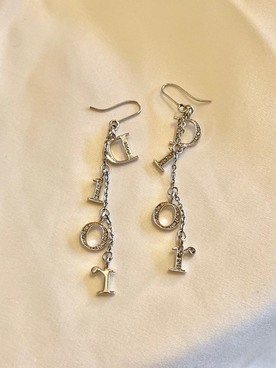 Dior silver and rhinestones dangle earrings