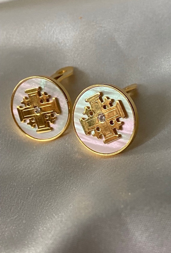 Jerusalem Cross clip on earrings