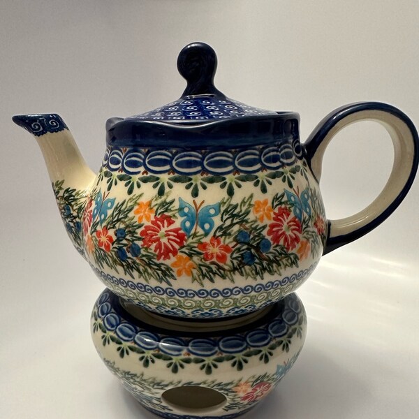 Polish Pottery Teapot Candle Warmer